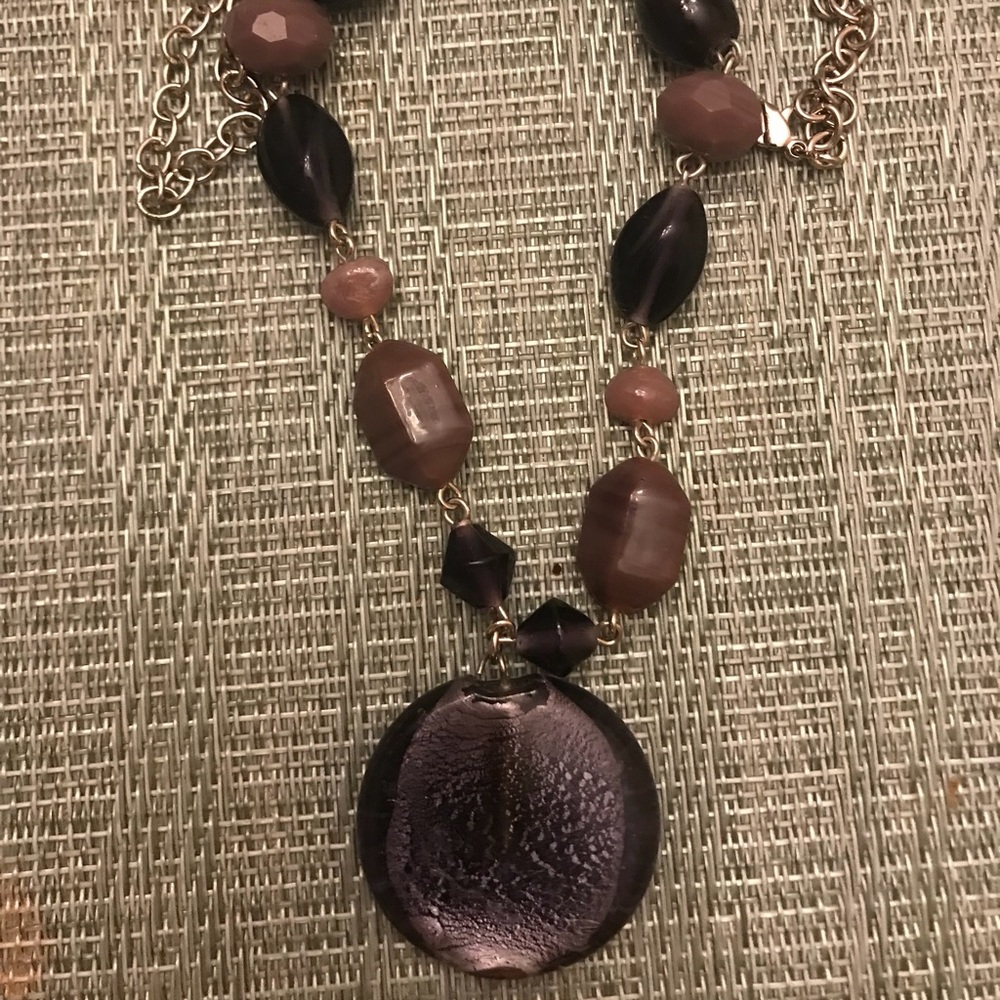 Purple Glass & Agate Necklace